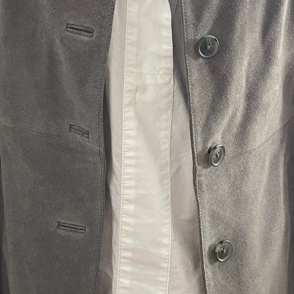 Grey Suede Fitted Jacket - image 3